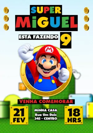 Invito di compleanno Super Mario – Statico – Jotta