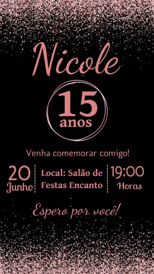 15岁生日邀请函 – 静态 – Seu Convite Personalizado