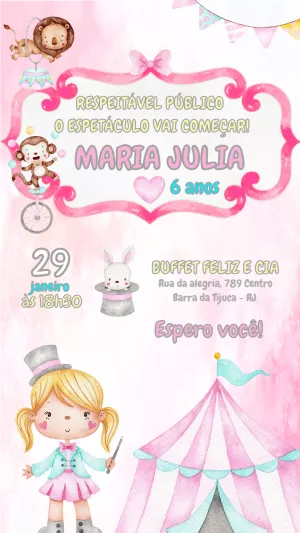 Invitation d'anniversaire Cirque – Statique – Felicity Artes