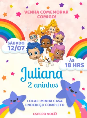 Convite de Aniversário Bubble Guppies para Editar Online