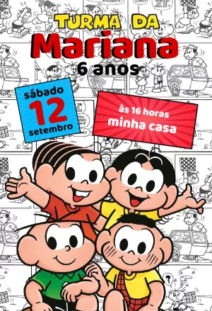 Convite de Aniversário Turma da Mônica para Editar Online