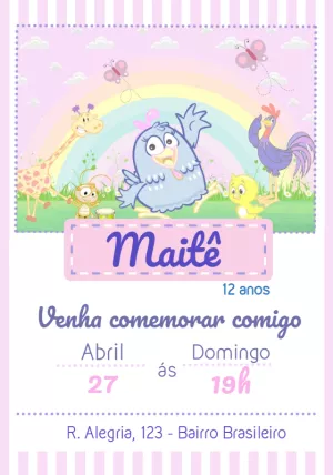 Galinha Pintadinha Birthday Invitation – Static – Julia B