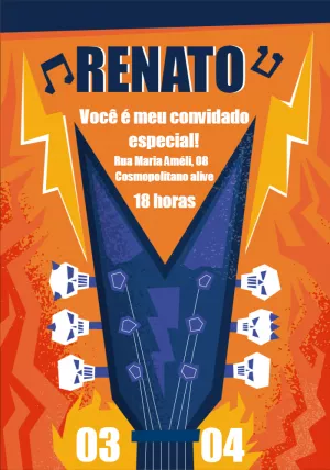 Convite de Aniversário Rock Festival para Editar Online