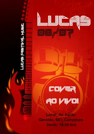 Convite de Aniversário Rock Festival para Editar Online