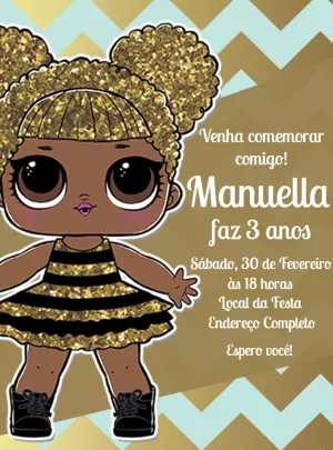 Convite Aniversário LOL Queen Bee para Editar Online