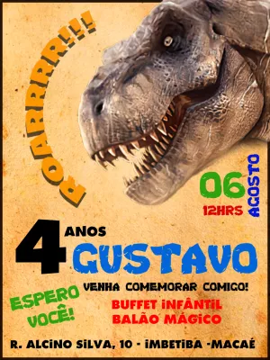 Invitación de cumpleaños Dinosaurio – Estático – Augusto Renan
