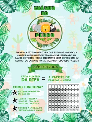 Chá Rifa Safari com Animais para Editar Online