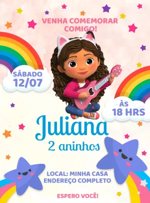 Invitación de cumpleaños La casa de muñecas de Gabby – Estático – Decore Arte