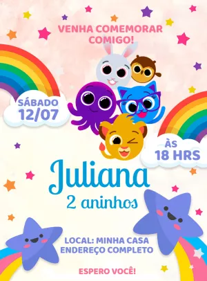 Convite de Aniversário Bolofofos para Editar Online