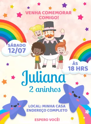 Convite Aniversário Mundo Bita com Personagens para Editar