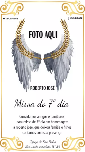 Convite Missa de Sétimo Dia com Foto para Editar Online
