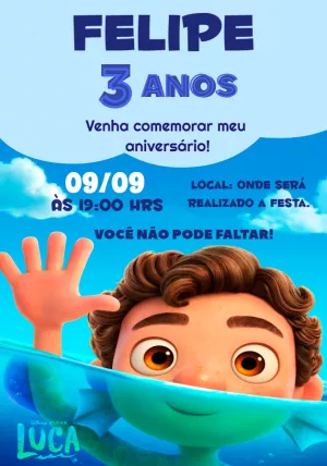 Convite de Aniversário do Luca Editável Online para Imprimir