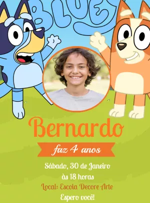 Invito di compleanno Bluey – Statico – Decore Arte