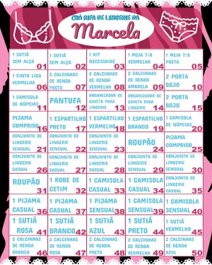 Cartela Chá Rifa de Lingerie com Design Elegante para Editar Online