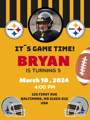 Football Birthday Invitation with Photo to Edit Online