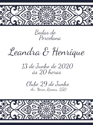 Convite Bodas de Porcelana Elegante para Editar Online