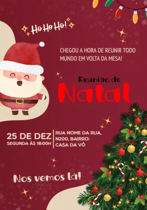 Convite de Natal com Papai Noel para Editar Online