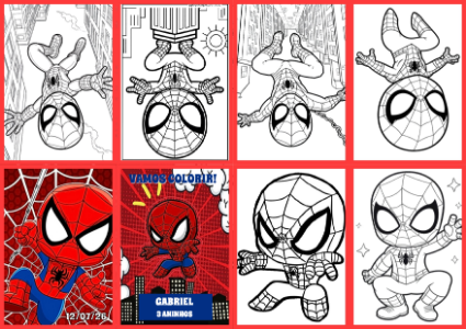 Livrinho de Colorir Homem Aranha para Aniversário Editável