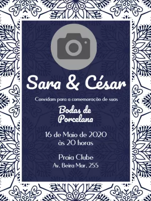 Convite Bodas de Porcelana com Foto para Editar Online