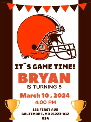 Editable Football Helmet Birthday Invitation Template