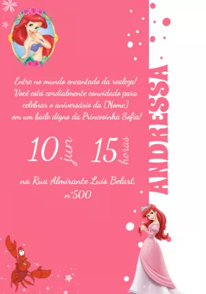 Invitación de cumpleaños La Sirenita – Estático – Beatriz Lopes dos Anjos