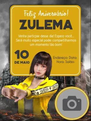Convite de Aniversário Free Fire com Foto para Editar Online