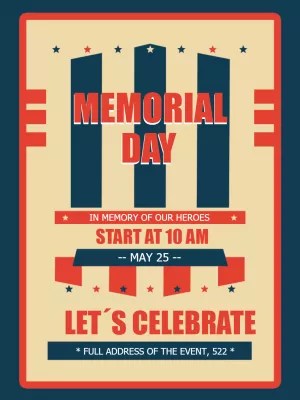 Editable Memorial Day Patriotic Invitation to Customize
