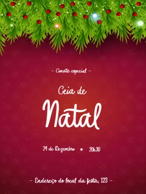 Convite para Ceia de Natal com Guirlanda para Editar Online
