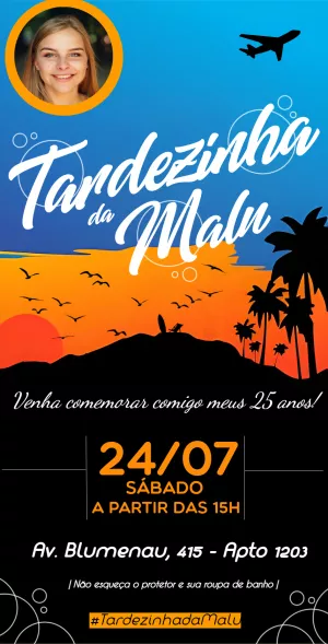 Convite de Aniversário Tardezinha com Foto para Editar Online
