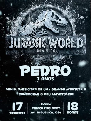 Convite Aniversário Jurassic World Dominion para Editar Online