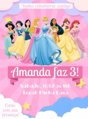 Invitación de cumpleaños Princesas – Estático – Jonathan Fiuza