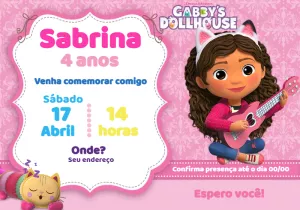 Convite Aniversário Casa Mágica da Gabby para Editar Online