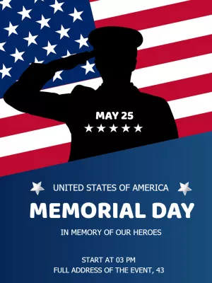 Memorial Day Invitation with Soldier to Edit Online