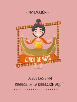 Invitación de Cinco de Mayo con Bailarina para Editar Online