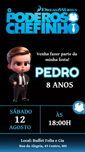 Convite de Aniversário O Poderoso Chefinho para Editar Online