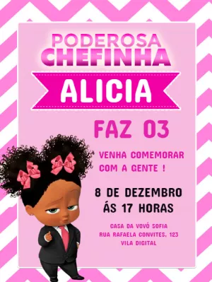 Convite Aniversário Poderosa Chefinha para Editar Online