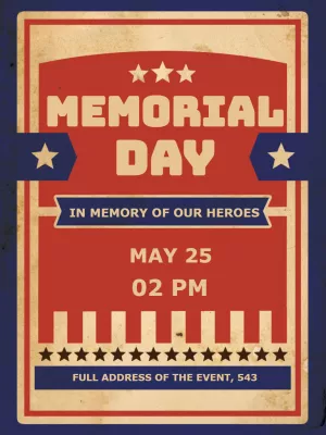 Editable Memorial Day Vintage Invitation to Customize Online
