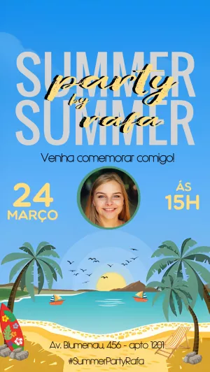 Convite Aniversário Tardezinha com Foto para Editar Online