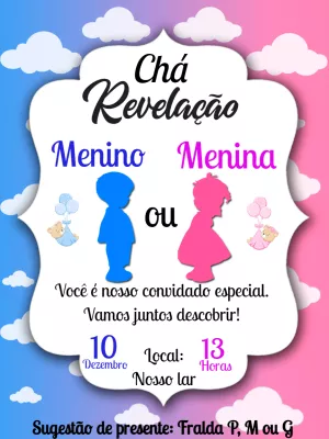 Convite Chá Revelação Menino ou Menina para Editar Online