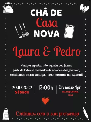 Convite Chá de Casa Nova Estilo Lousa para Editar Online