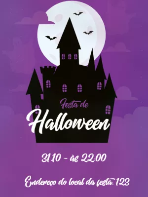 Convite de Halloween com Castelo Assombrado para Editar Online