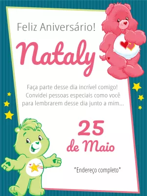 Convite de Aniversário Ursinhos Carinhosos para Editar Online