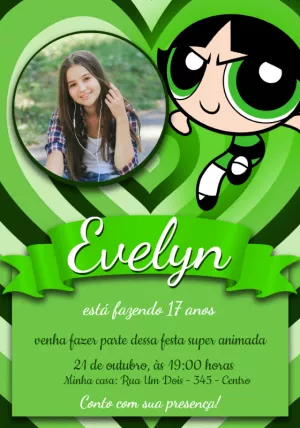 Convite Aniversário Docinho Meninas Super Poderosas com Foto para Editar