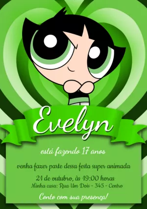 Convite Aniversário Docinho Meninas Super Poderosas para Editar