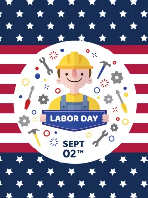 Labor Day Poster with Worker Illustration to Edit Online