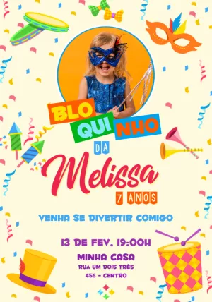 Convite de Aniversário Bloquinho com Foto para Editar