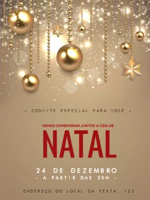 Convite de Natal Dourado Elegante para Editar Online