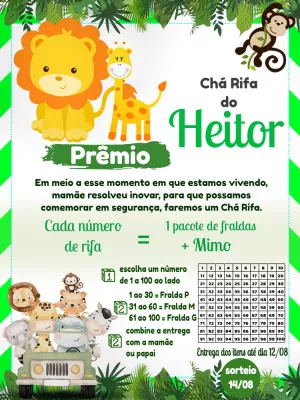 Chá Rifa Safari com Animais para Editar Online