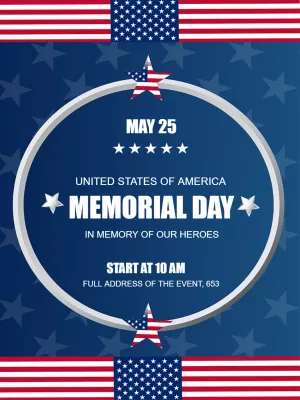 Memorial Day Invitation with Patriotic Elements to Edit Online