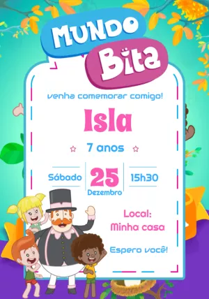Convite de Aniversário Mundo Bita para Editar Online